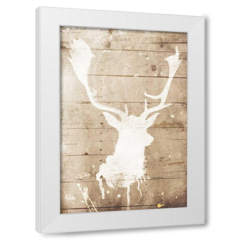 Deer Drip Mate White Modern Wood Framed Art Print by Grey, Jace
