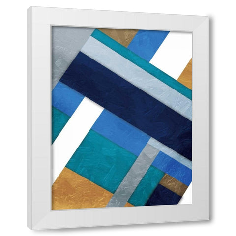 Stipe Overlay Blue White Modern Wood Framed Art Print by Grey, Jace