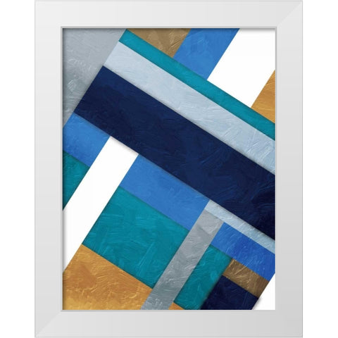 Stipe Overlay Blue White Modern Wood Framed Art Print by Grey, Jace