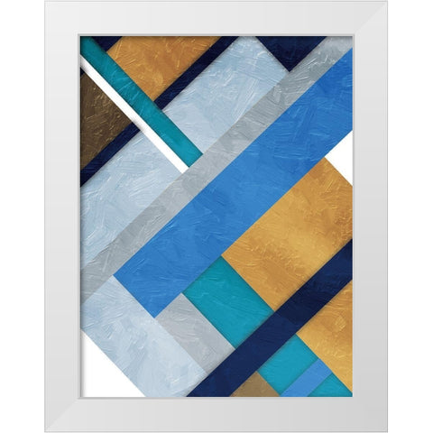 Stipe Overlay Mate Blue White Modern Wood Framed Art Print by Grey, Jace