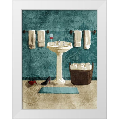 Teal Wine SInk White Modern Wood Framed Art Print by Grey, Jace