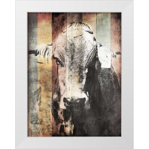 Miultiwood Vintage Cow White Modern Wood Framed Art Print by Grey, Jace