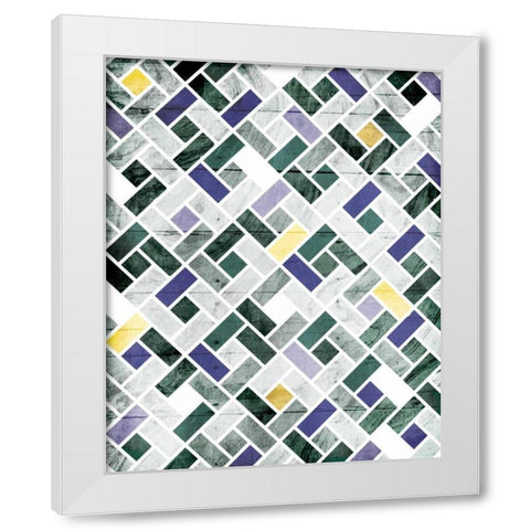 Emerald Smoke Tile White Modern Wood Framed Art Print by Grey, Jace