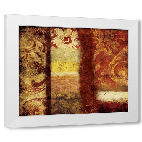 Golden Red Bouquet White Modern Wood Framed Art Print by Grey, Jace