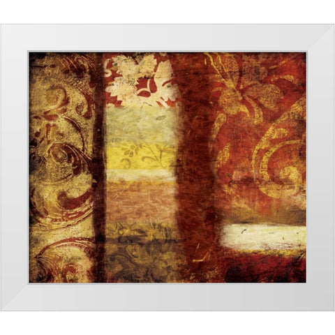 Golden Red Bouquet White Modern Wood Framed Art Print by Grey, Jace