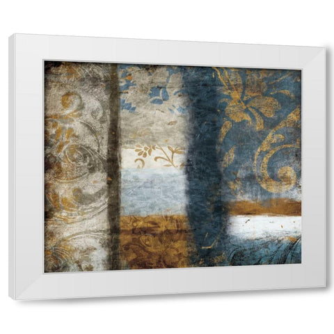 Golden Blue Bouquet White Modern Wood Framed Art Print by Grey, Jace