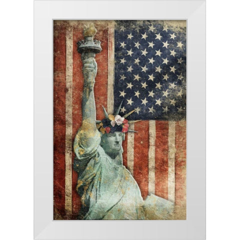 Statue Of America White Modern Wood Framed Art Print by Grey, Jace