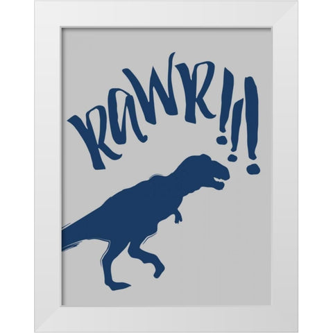RAWR White Modern Wood Framed Art Print by Grey, Jace