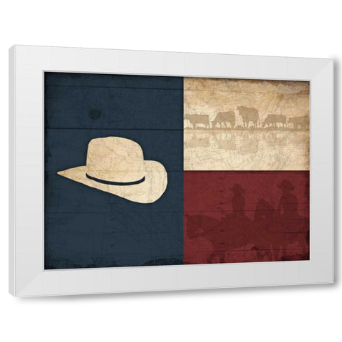 Texas Hat White Modern Wood Framed Art Print by Grey, Jace