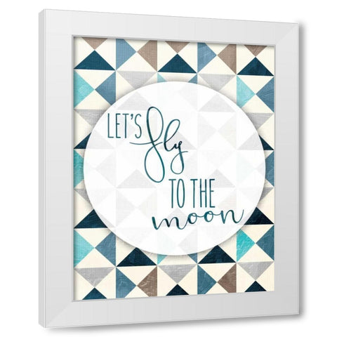 Fly To The Moon White Modern Wood Framed Art Print by Grey, Jace