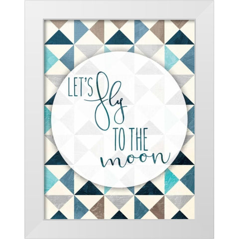 Fly To The Moon White Modern Wood Framed Art Print by Grey, Jace