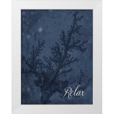 Blue Water Coral Relax White Modern Wood Framed Art Print by Grey, Jace