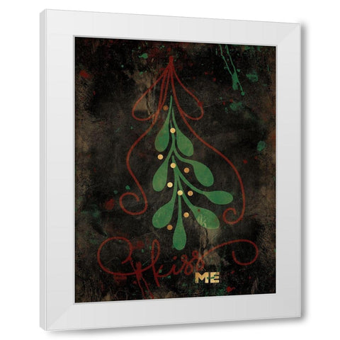Christmas Kiss White Modern Wood Framed Art Print by Grey, Jace