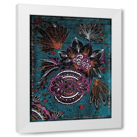 Full Floral Henna White Modern Wood Framed Art Print by Grey, Jace