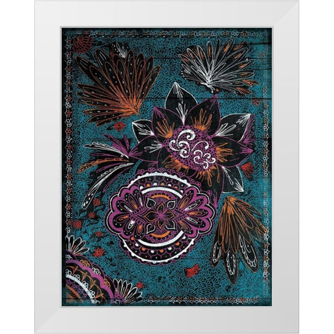 Full Floral Henna White Modern Wood Framed Art Print by Grey, Jace