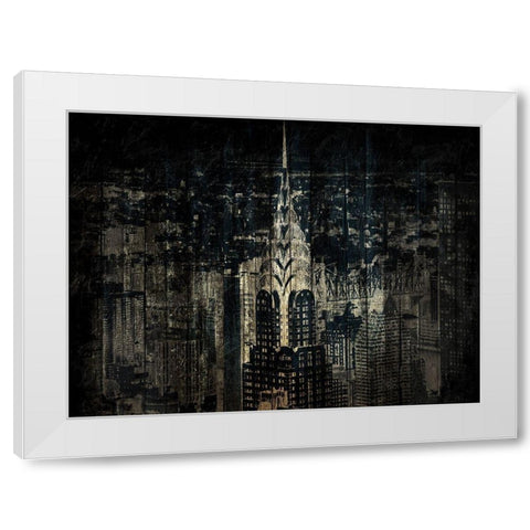 The Golden Skyline White Modern Wood Framed Art Print by Grey, Jace