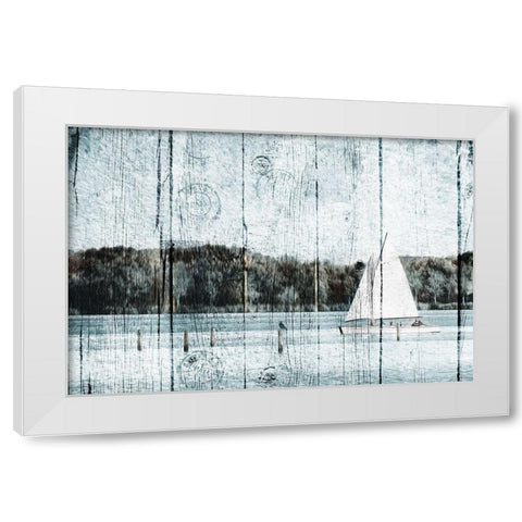 Relaxing boat White Modern Wood Framed Art Print by Grey, Jace