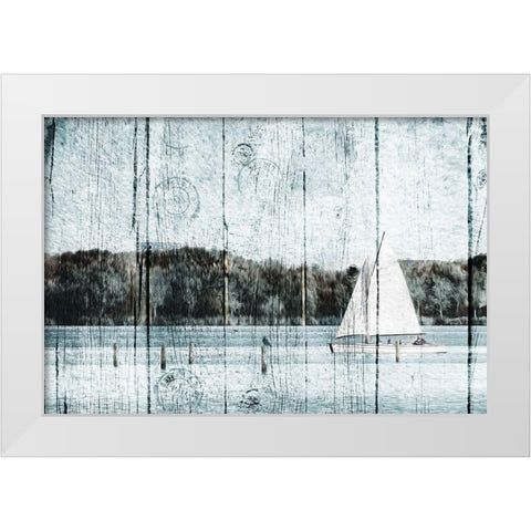 Relaxing boat White Modern Wood Framed Art Print by Grey, Jace