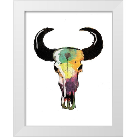 Watercolor Skull White Modern Wood Framed Art Print by Grey, Jace