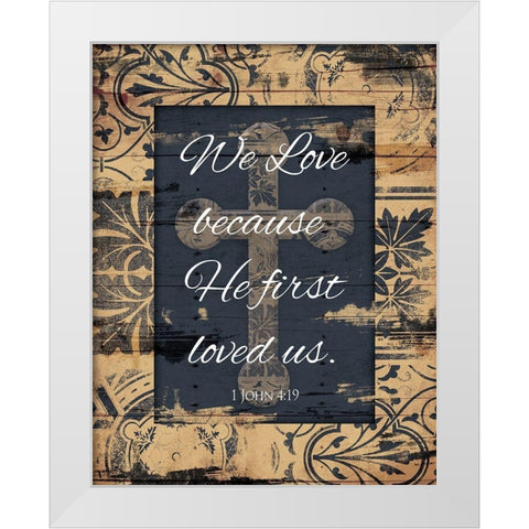 Loved Us White Modern Wood Framed Art Print by Grey, Jace