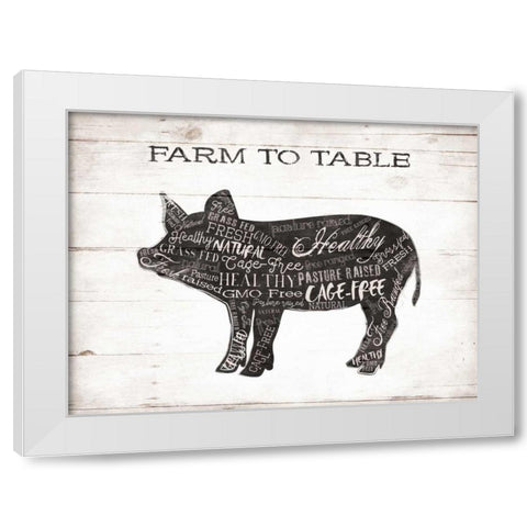 Pig Words White Modern Wood Framed Art Print by Grey, Jace