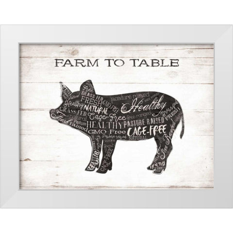 Pig Words White Modern Wood Framed Art Print by Grey, Jace