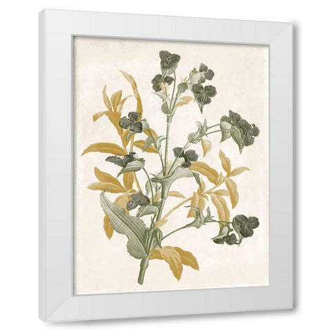 Green and Gold Flowers 1 White Modern Wood Framed Art Print by Grey, Jace