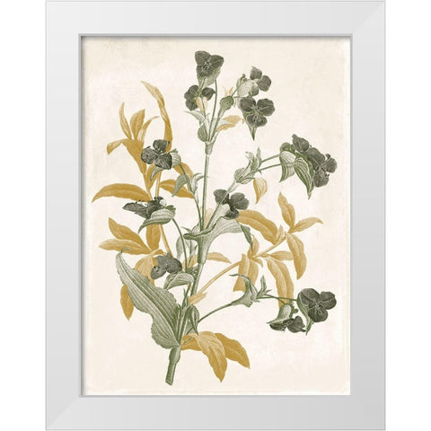 Green and Gold Flowers 1 White Modern Wood Framed Art Print by Grey, Jace