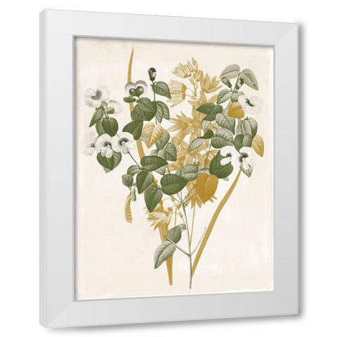 Green and Gold Flowers 4 White Modern Wood Framed Art Print by Grey, Jace