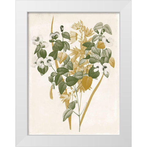 Green and Gold Flowers 4 White Modern Wood Framed Art Print by Grey, Jace