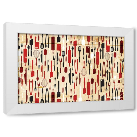 Kitchen Utensils White Modern Wood Framed Art Print by Grey, Jace