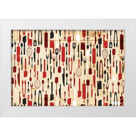 Kitchen Utensils White Modern Wood Framed Art Print by Grey, Jace