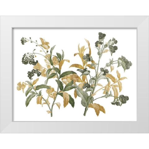 Floral Bushel Green Golds White Modern Wood Framed Art Print by Grey, Jace