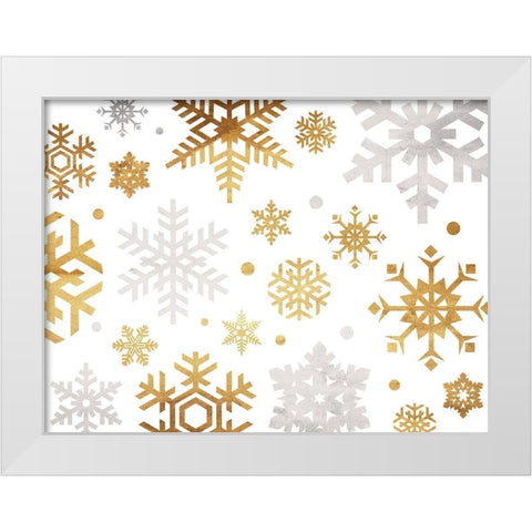 Gold Silver Flakes White Modern Wood Framed Art Print by Grey, Jace