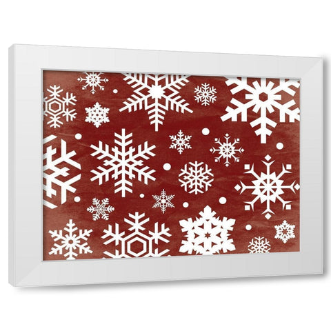 Red Flakes White Modern Wood Framed Art Print by Grey, Jace
