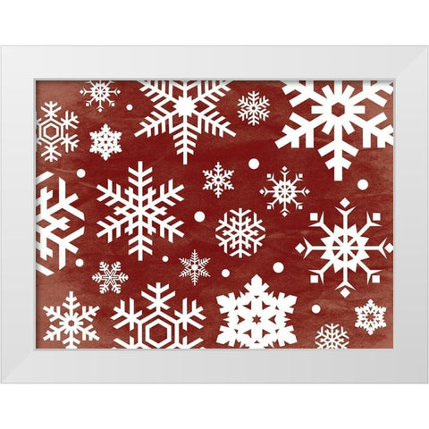 Red Flakes White Modern Wood Framed Art Print by Grey, Jace