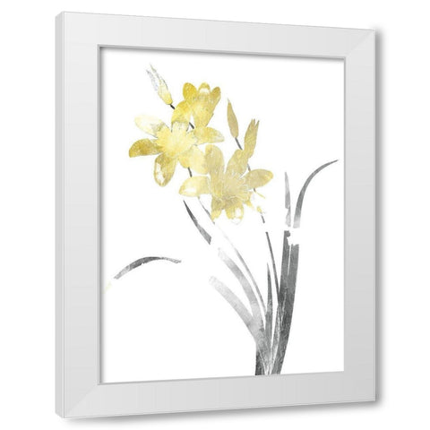 Single Flower Grey Yellow Mate White Modern Wood Framed Art Print by Grey, Jace