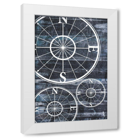 Wooden Compass White Modern Wood Framed Art Print by Grey, Jace