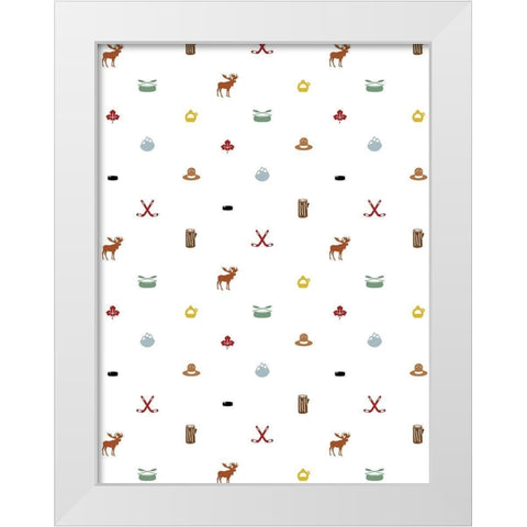 Canada Pattern Colored White Modern Wood Framed Art Print by Grey, Jace