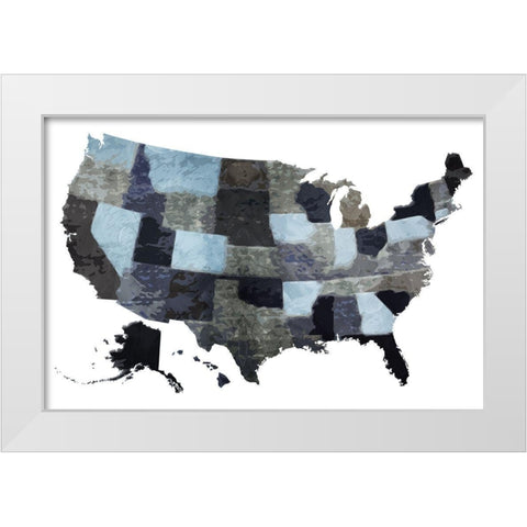 Blues Map White Modern Wood Framed Art Print by Grey, Jace