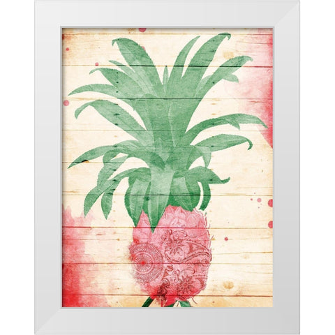 Pineapple Pink Henna White Modern Wood Framed Art Print by Grey, Jace