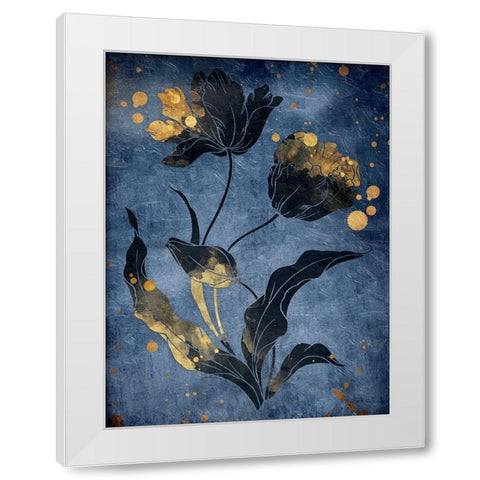 Gold Hint Floral Mate White Modern Wood Framed Art Print by Grey, Jace