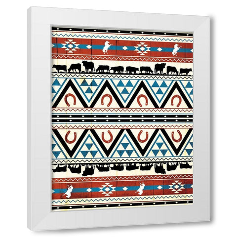 Western Aztec Pattern White Modern Wood Framed Art Print by Grey, Jace