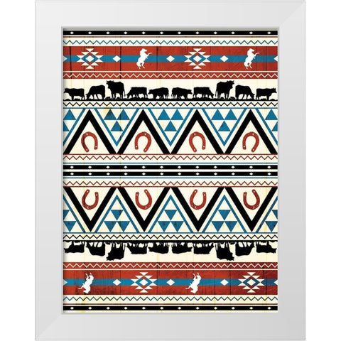 Western Aztec Pattern White Modern Wood Framed Art Print by Grey, Jace