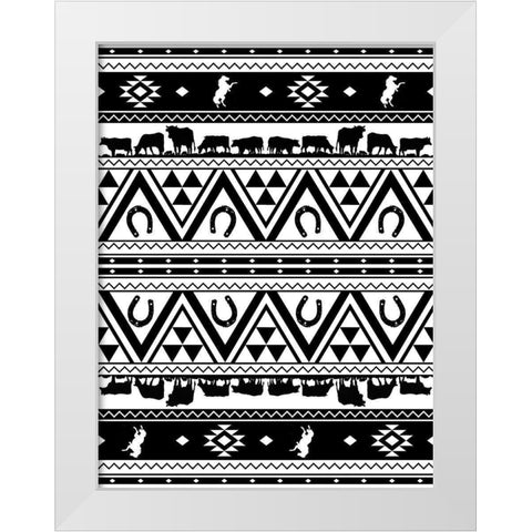 Western Aztec White Modern Wood Framed Art Print by Grey, Jace