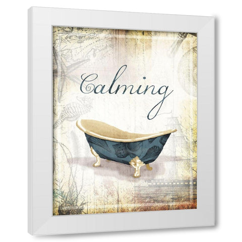 Calming Sea Bath White Modern Wood Framed Art Print by Grey, Jace