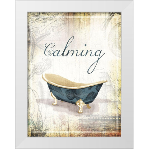 Calming Sea Bath White Modern Wood Framed Art Print by Grey, Jace