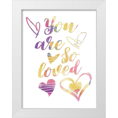So Loved Pinks And Purples White Modern Wood Framed Art Print by Grey, Jace