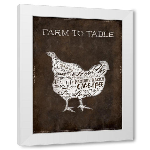 Farm To Table Chicken White Modern Wood Framed Art Print by Grey, Jace