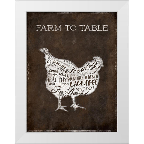 Farm To Table Chicken White Modern Wood Framed Art Print by Grey, Jace